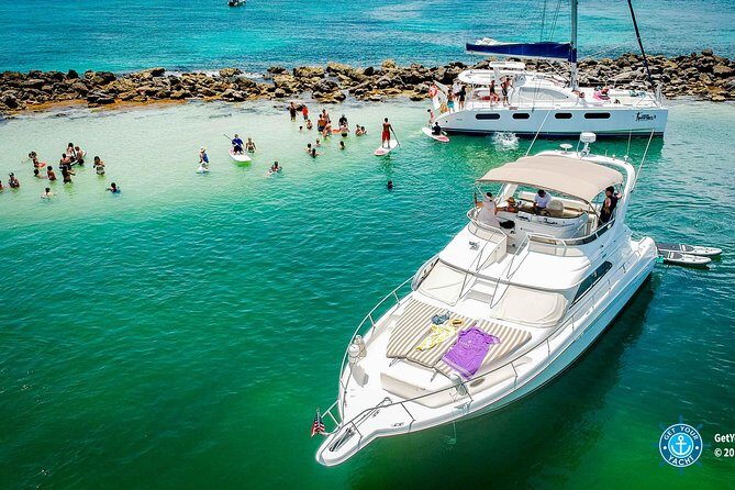 3 Hour Xpu-Ha - 51' Sea Ray Tulum, Playa del Carmen, Riviera Maya - Stop at Xpu-Ha: Anchor, Safety, Swim Time, and That Upper Platform Jump