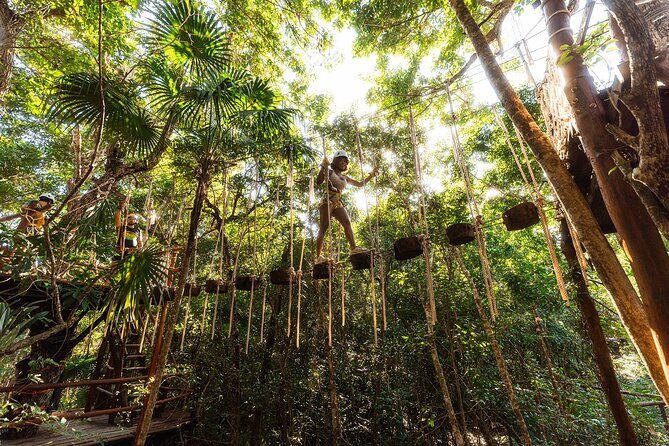 ATV, Zipline and Cenote at Extreme Adventuring with Tulum Pickup - Zipline in the trees: five lines, three interactive bridges