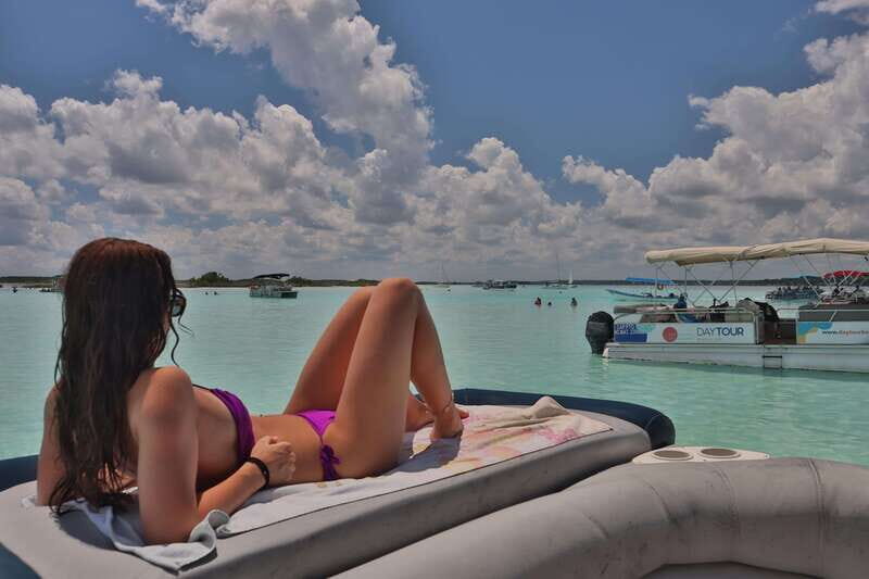 Bacalar: 3-hr Pontoon Boat Tour with Beach Club + Kayaks - Kayaking for about an hour: fun, but plan for effort