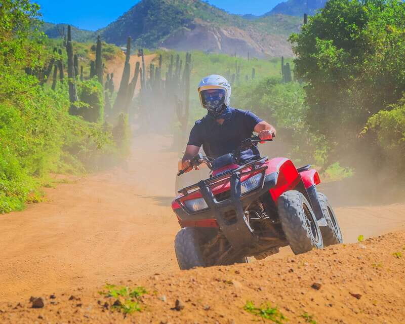 Cabo: Beach & Desert Single ATV Tour with Tequila Tasting - Desert trails in Migriño Park: speed, dust, and real photo breaks