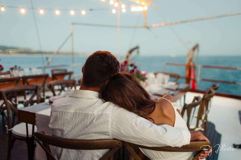 Cabo San Lucas: Sunset Yacht Cruise w/Chef Dinner & Open Bar - The Baja Duo dinner: shrimp kabob, prime filet, and how it’s served