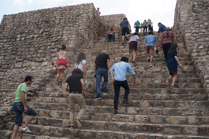 Canada de la Virgen Archaeological Site Tour - Climbing the restored temple steps for big panoramic views