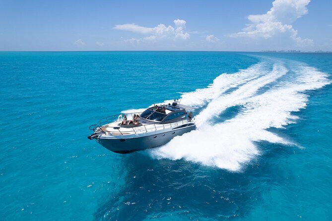 Cancun All Inclusive: Coast & Fun 9h on 50' Cranchi - Isla Mujeres Time: Swim, Relax, and Enjoy the Views