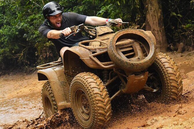 Cancun ATV Jungle Adventure, Ziplines, Cenote and Tequila Tasting - Cenote Verde Lucero and La Ruta de los Cenotes: swimming in limestone water