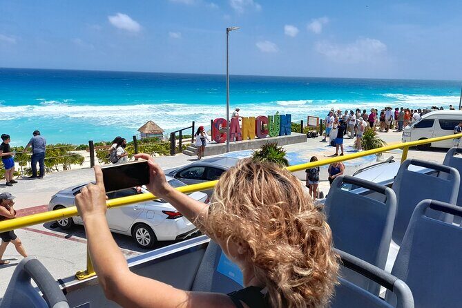 Cancun City Sightseeing and Shopping Tour on a Double Decker bus - Playa Delfines + the Cancun Sign: Weather-Dependent, Photo-Ready