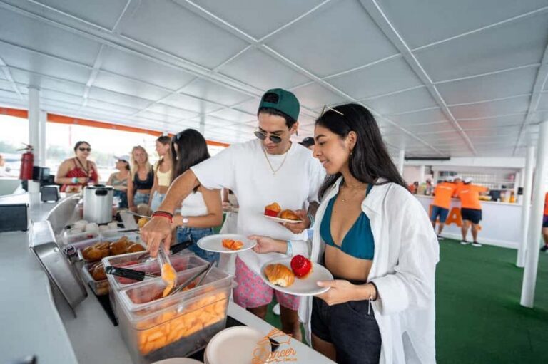 Cancun: Isla Mujeres Full Day Dancer Cruise - Enter the Boat: 3 Floors of Food, Drinks, and Music