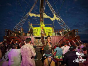 Cancún: Jolly Roger Pirate Dinner Cruise 2025 - Where You Go: Terminal Marítima de Punta Sam and the Pirate Village Greeting