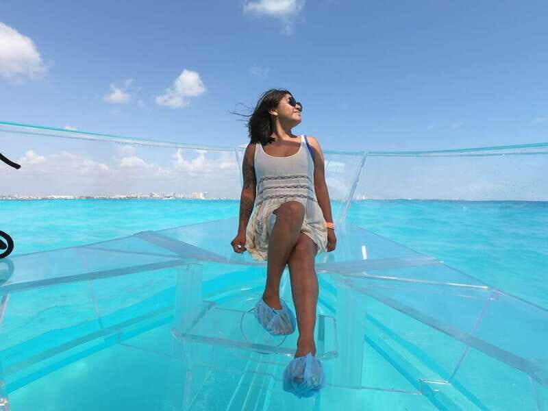 Cancun: Transparent Boat Tour with Drinks - From the lagoon to Caribbean Sea reefs (and how photos work)