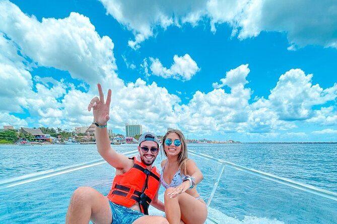 Clearboat in Cancun + Refreshments !! - Transparent Clearboat Over Nichupte Lagoon and the Reef