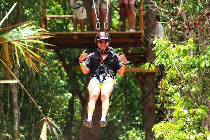 Day Tour with ATV, Zipline and Cenote Adventure from Cancun - Zipline flights and hanging bridges: the view is part of the payoff
