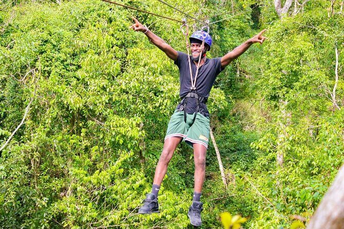 Family ATV Cenote Five Zip Lines Photos Taco Lunch Tequila Taste - Zip lines over the cenote: 5 lines, a hanging bridge, and choices