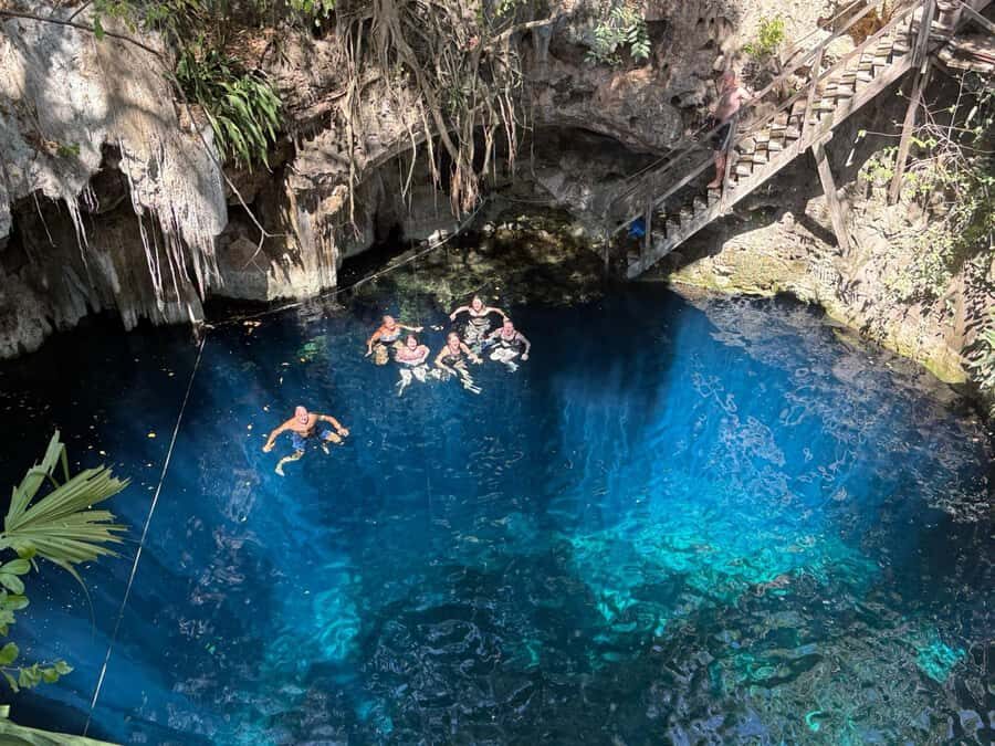 From Mérida:Explore 4 Rural Cenotes with a Traditional lunch - First Open Cenote: Snorkeling, Birds, and Crystal Turquoise Water