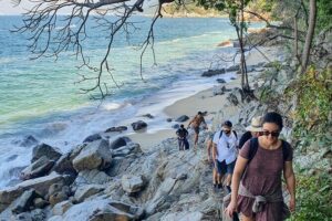 Full-Day Trail to 6 hidden Beaches, Colomitos & Snorkel - The jungle climb to Colomitos Beach: first views and first swim