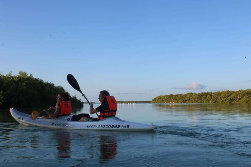 Holbox: Guided Sunrise/Sunset Kayak Tour by Mangrove Reserve - Getting there: golf cart pickup and a smooth start