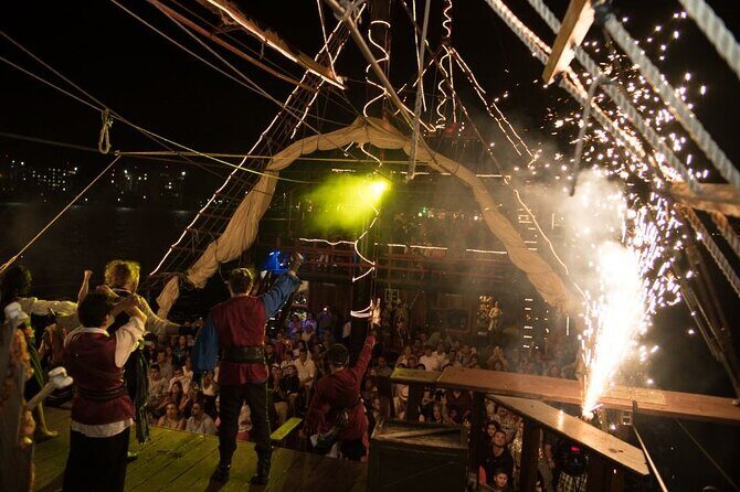 Jolly Roger Pirate Show and Dinner in Cancun - Fireworks over the sea and the end-of-night extras