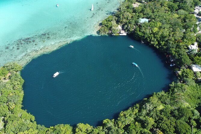 Lagoon of 7 colors from Costa Maya - Boat Tour and transportation - Cenotes on the lagoon: looking for color changes and water texture