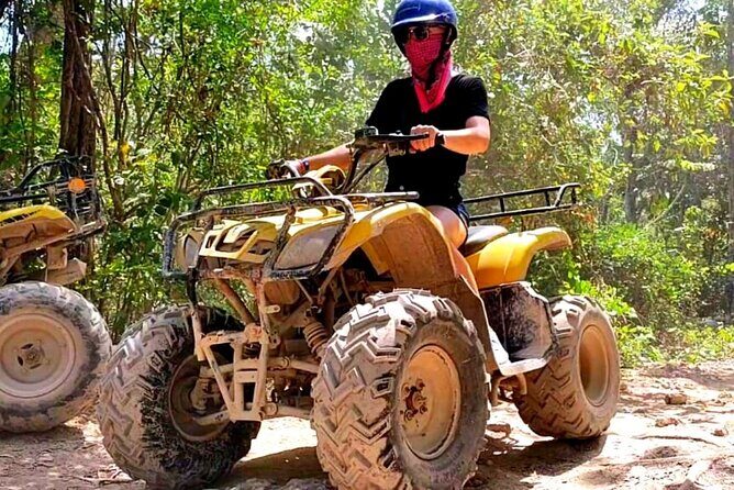 Maya Adrenaline: ATV, Ziplines & Cenote From Playa del Carmen. - Cenote time: ladder entry, cool water, and a sacred setting