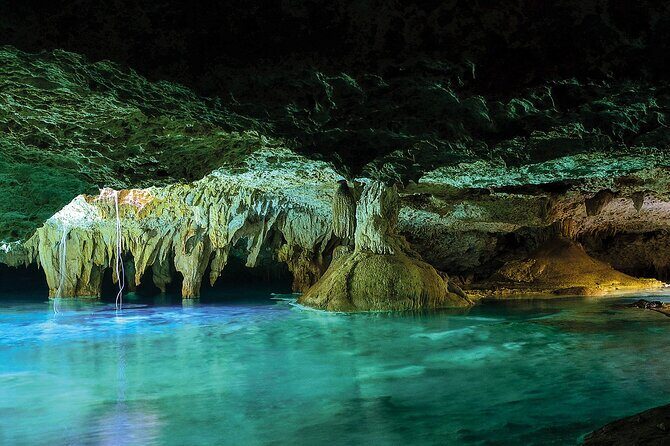 Maya Adventure from Cancun Coba and Tulum Ruins with Cenote swim - Yax-Muul cenote: swimming rules, cavern scale, and the shaman blessing