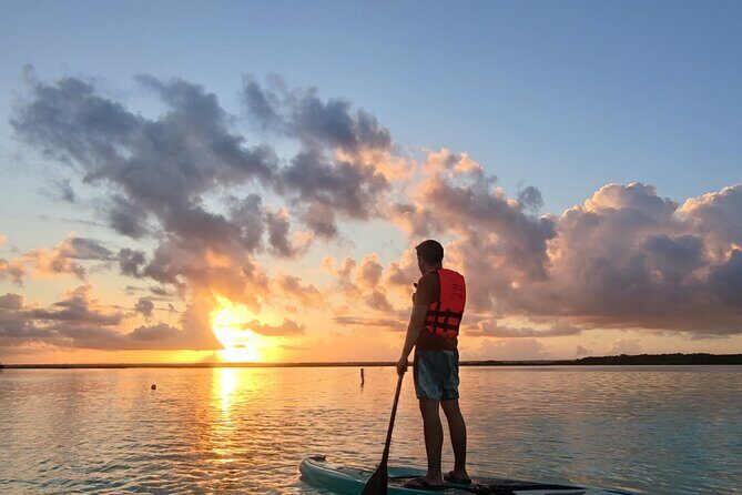 Pirate's Channel & 3 Lagoons Kayak or SUP/Paddle Tour +Meditation - Sunrise SUP on Bacalar’s Seven Colors Water