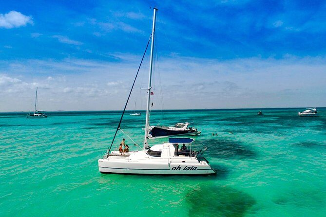Private Catamaran from Cancun to Isla Mujeres | For up to 25 ppl - Museo Subacuatico de Arte and Manchones reef snorkeling: the highlight stop