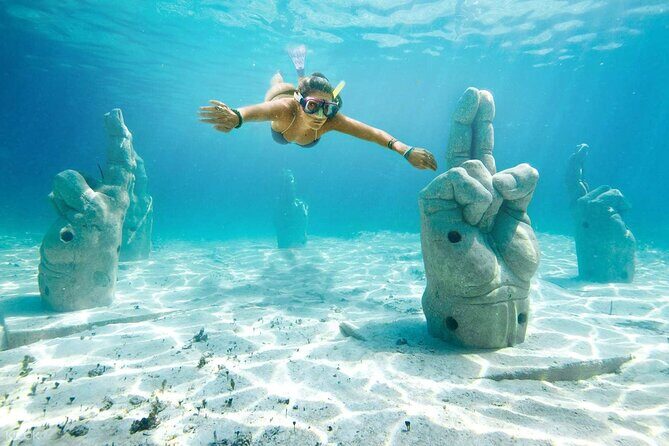 Snorkeling in Isla Mujeres and Underwater Museum - Beach Club Lunch with Tikinxic Roast Fish