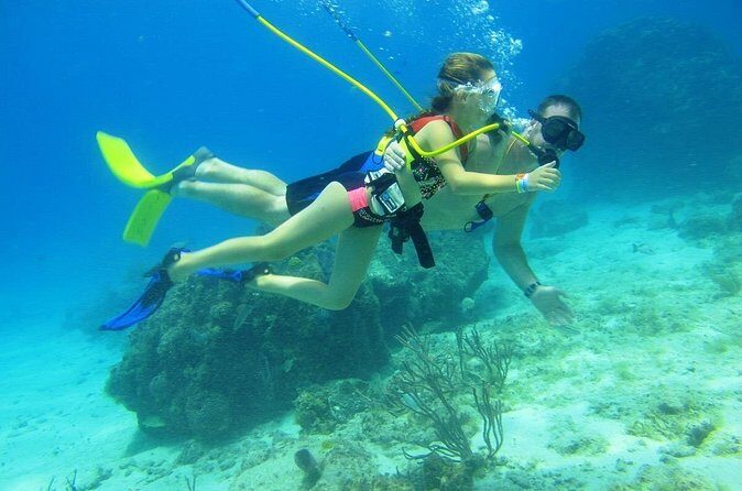 SNUBA Cozumel Underwater Adventure inside Chankanaab National Park - Gear check: mask, fins, weights, and the breathing system