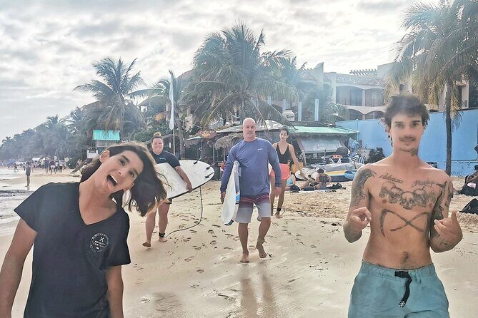 Surfing Lessons - Learn To Surf In Playa del Carmen - In the water: small surf practice, whitewater rides, and pop-up technique