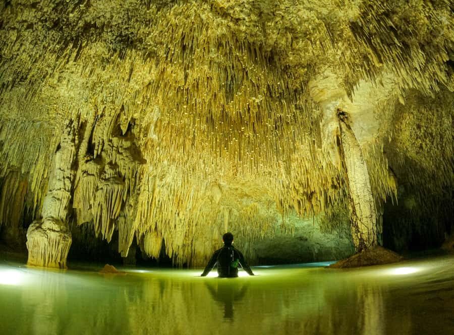 Tulum: Ancestral Waters Cave Cenotes Jungle Walk & Meal - Templo Mayor cave cenote: clear water and quiet reflection